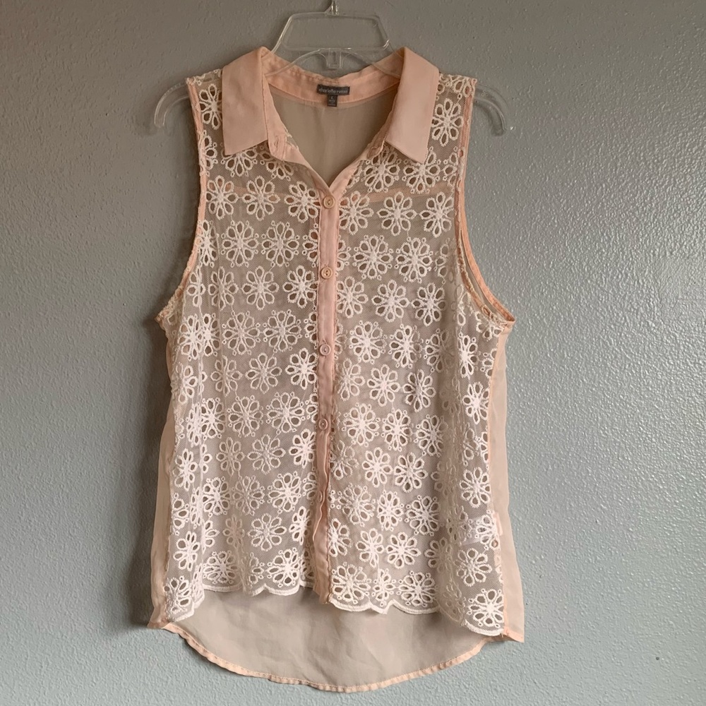 Charlotte Russe sheer pink sleeveless top.